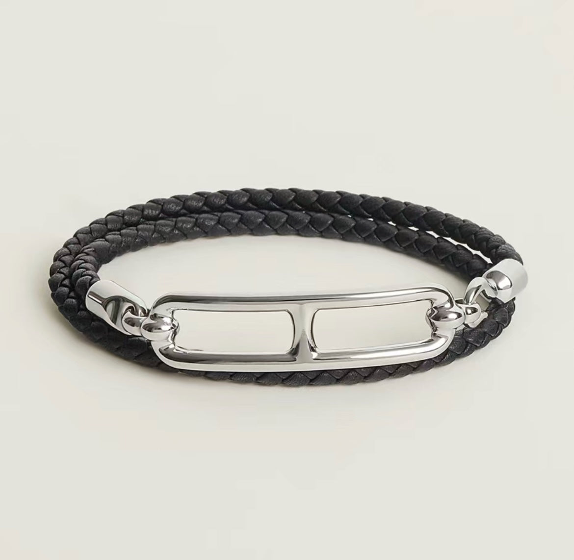 18K Hermes Roulis Double Tour Black Bracelet