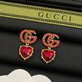 18K Gucci Double Red Crystal Earrings