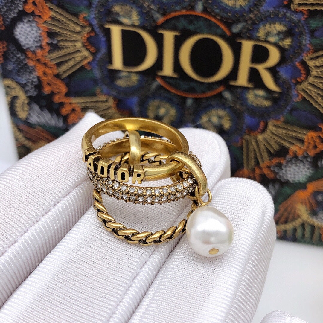 18K Dior Pearl & Crystal J'Adior Ring