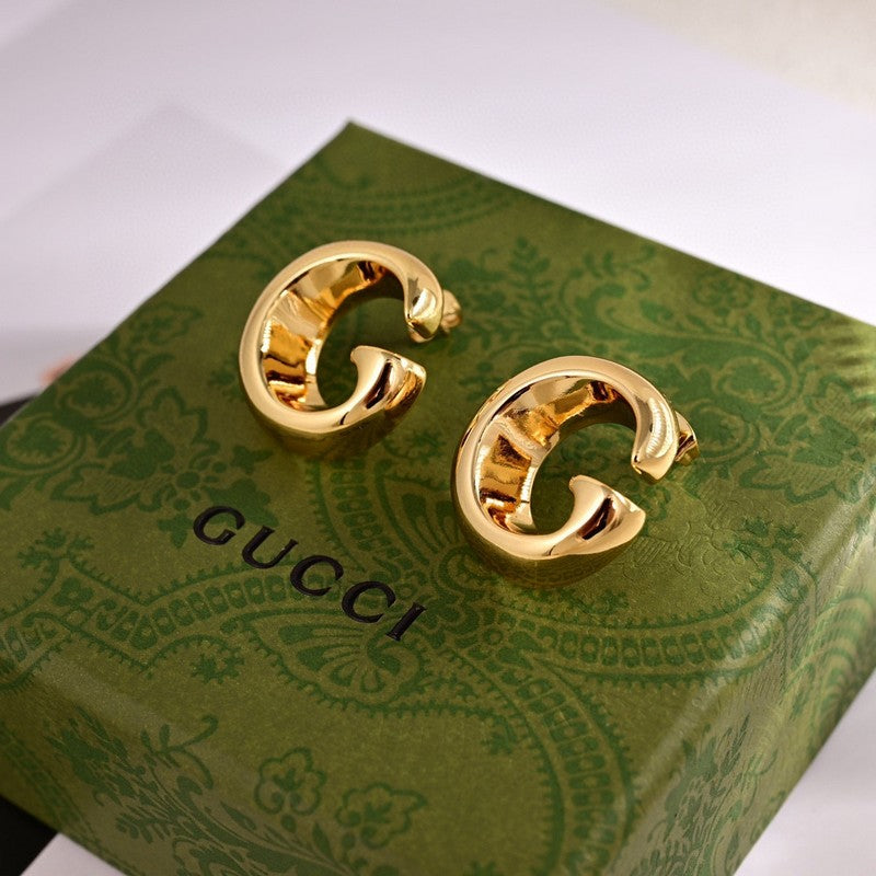 18K Gucci Double GucciLogo Earrings