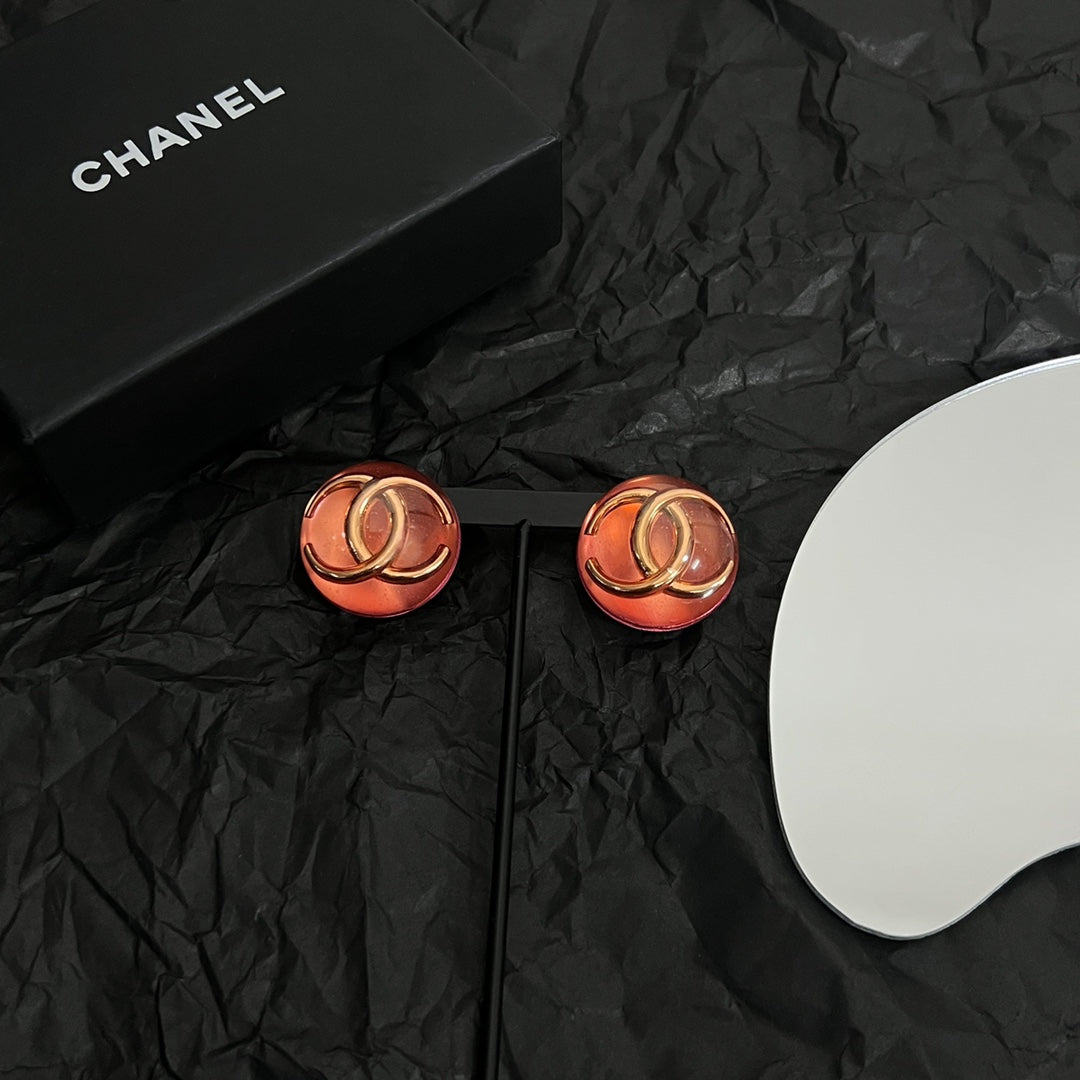 18K Chanel Vintage Red Crystal Earrings