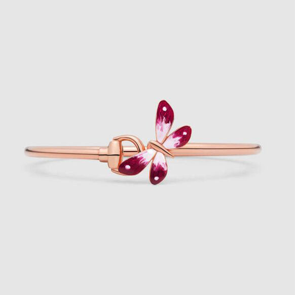 18K Gucci Double Flora Bangle Bracelet