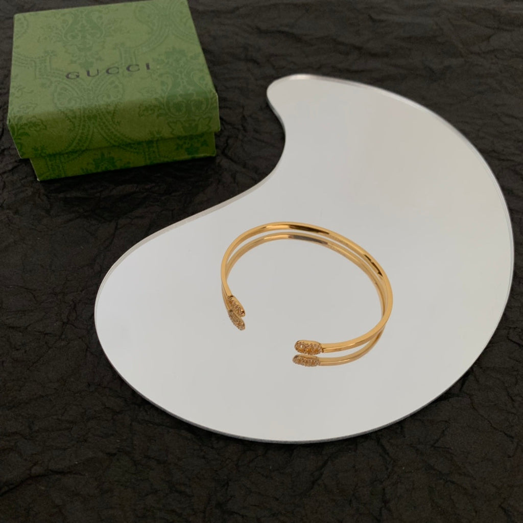 18K Gucci Double Running Diamond Cuff Bracelet