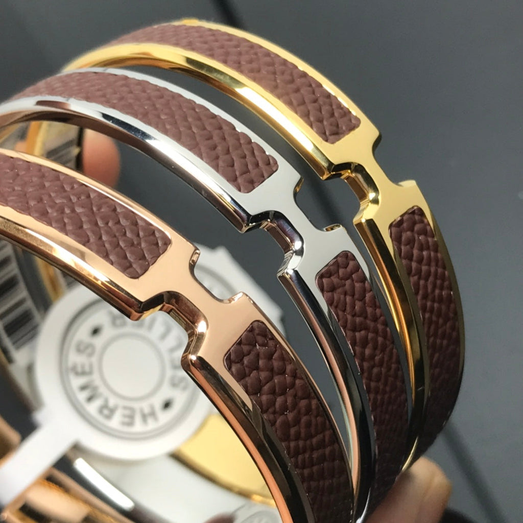 18K Hermes Olympe Light Brown Bracelet