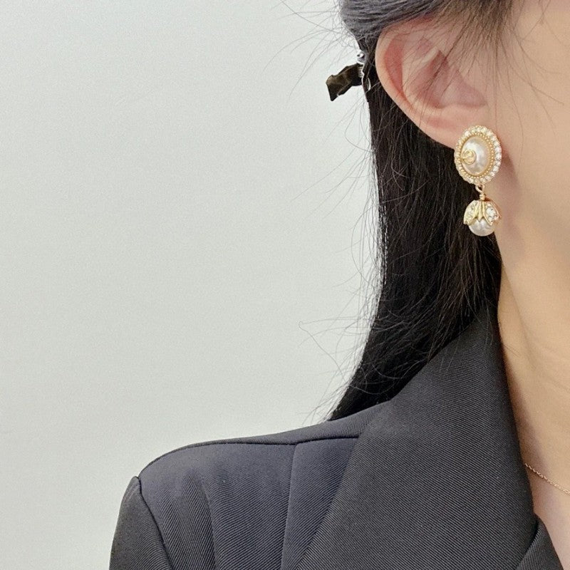 18K Gucci Double Flower Pearl Earrings