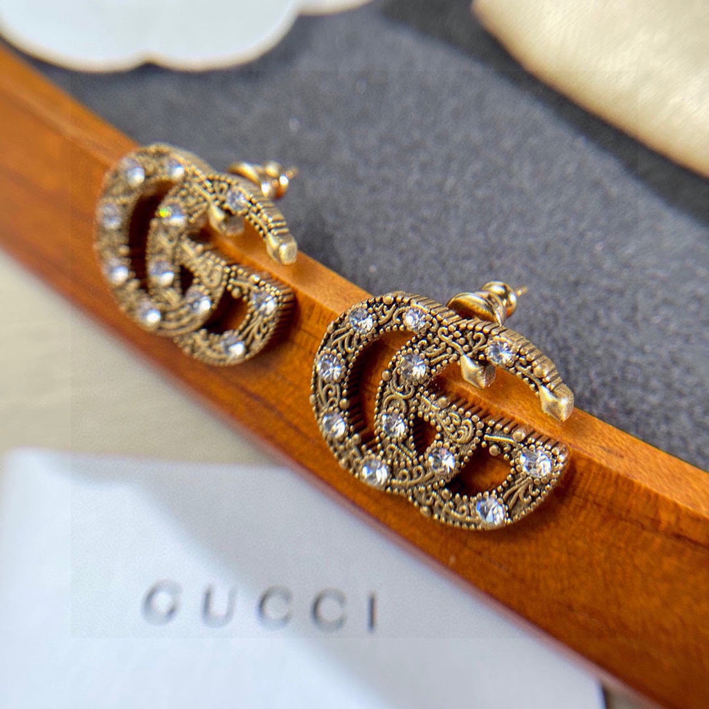 18K Gucci Double Crystals Earrings