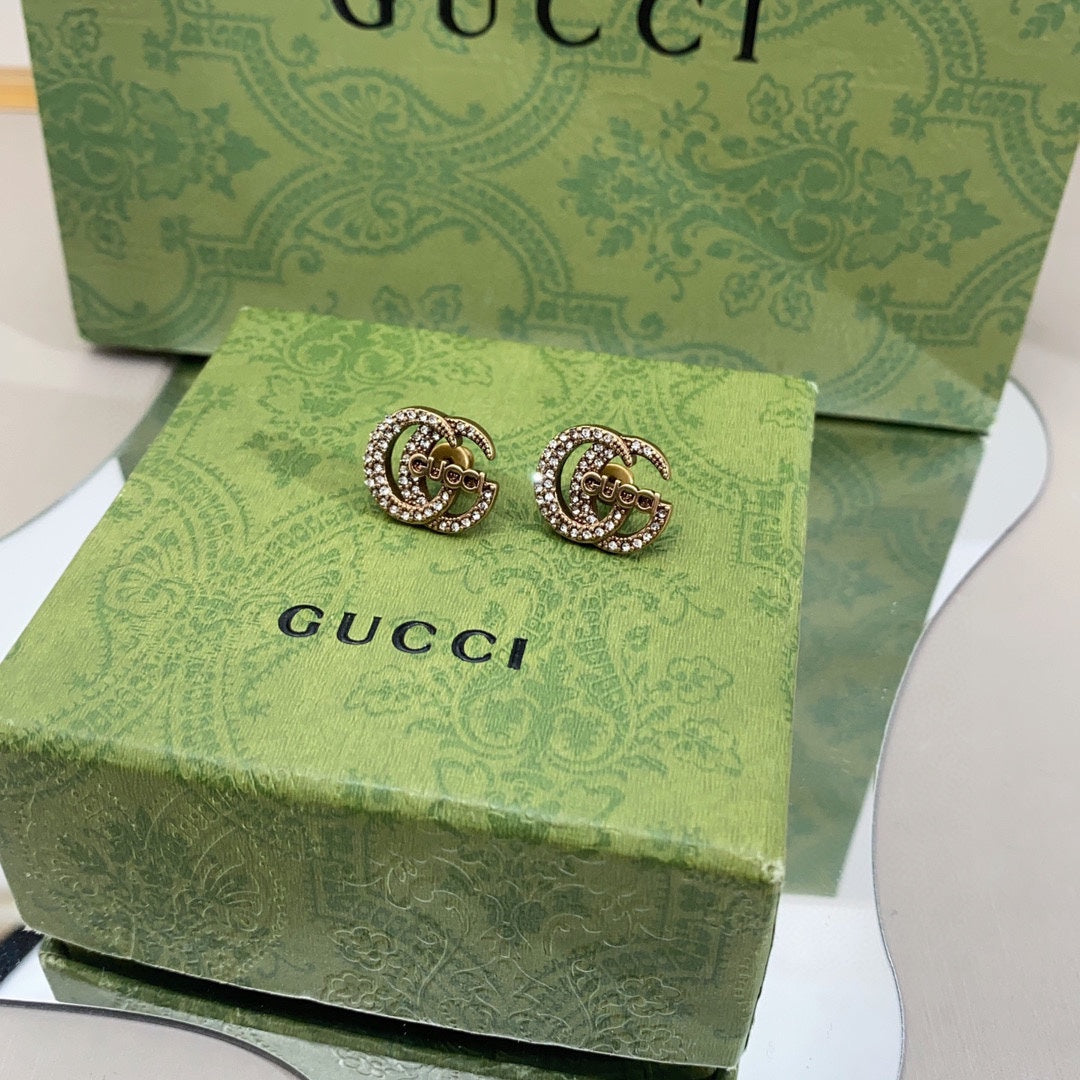 18K Gucci Double Logo Diamonds Earrings