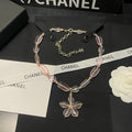 18K Chanel 26C Pink Crystal Flower Necklace