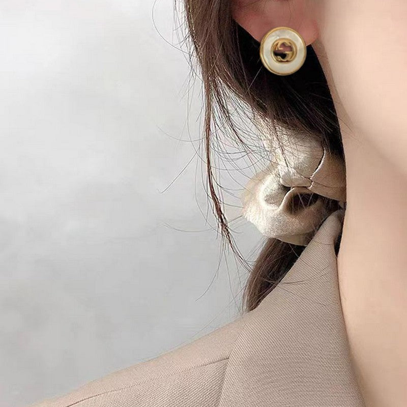 18K Gucci Double Gold Pearl Earrings