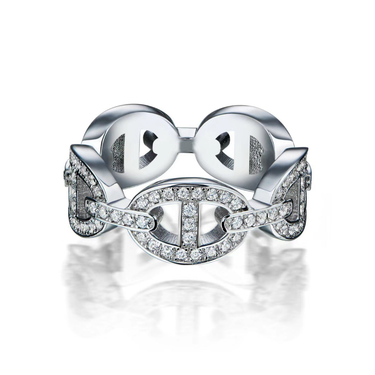 18K Hermes Chaine d'Ancre Enchainee Diamond Ring