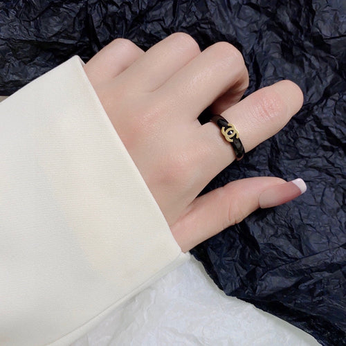 18K Chanel Black Ring