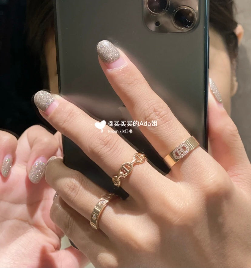 18K Hermes Chaine D'Ancre Enchainee Ring