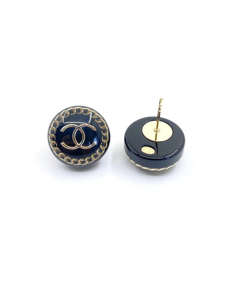 18K Chanel Circle Resin Earrings
