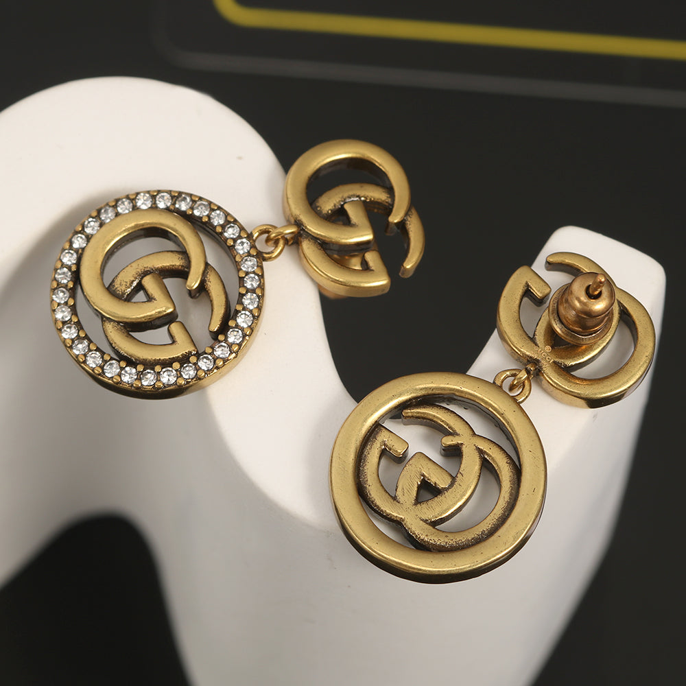 18K Gucci Double Crystals Vintage Earrings