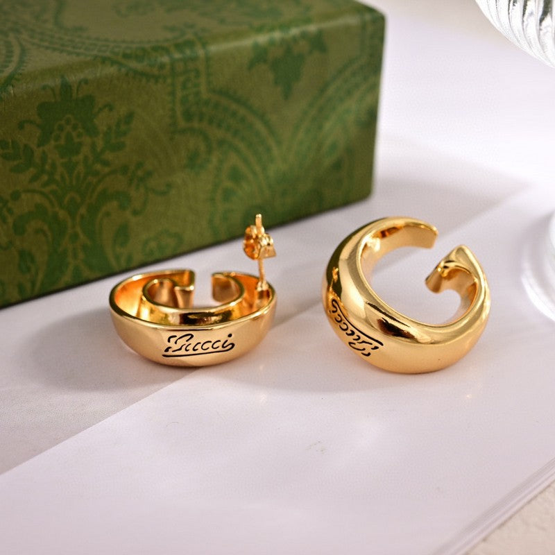18K Gucci Double GucciLogo Earrings