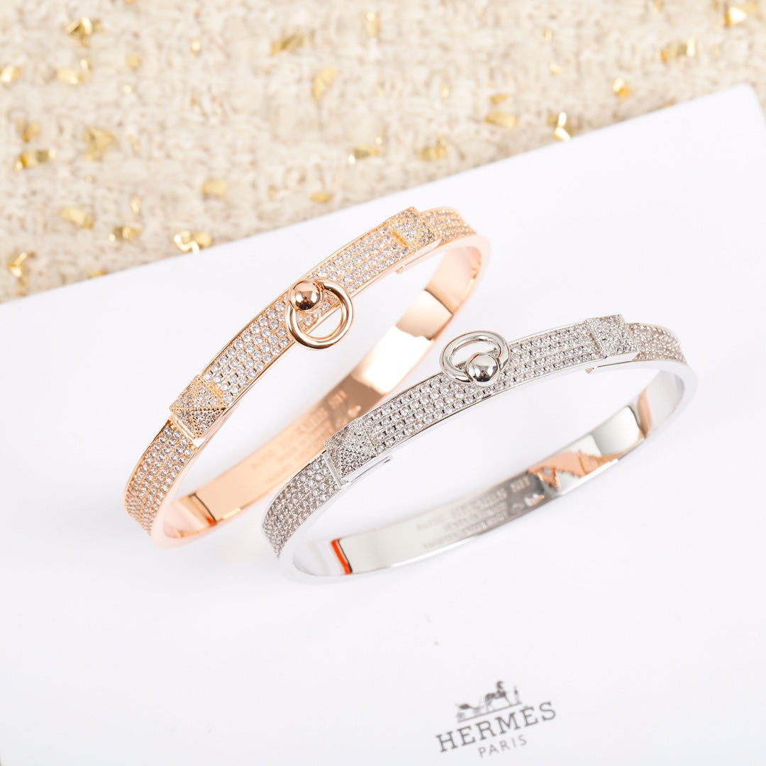18K Hermes Collier De Chien Diamond Bracelet