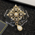 18K Chanel Pearl Pendant Gold Brooch