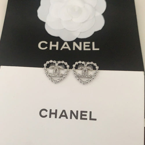 18K Chanel Black Heart Diamond Earrings