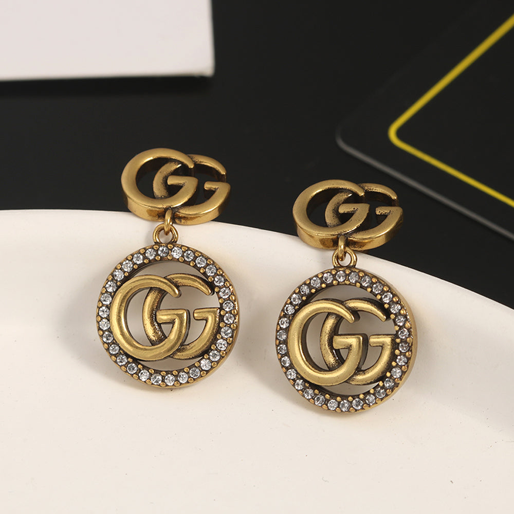 18K Gucci Double Crystals Vintage Earrings