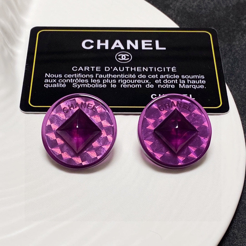 18K Chanel Vintage Purple Earrings