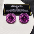 18K Chanel Vintage Purple Earrings