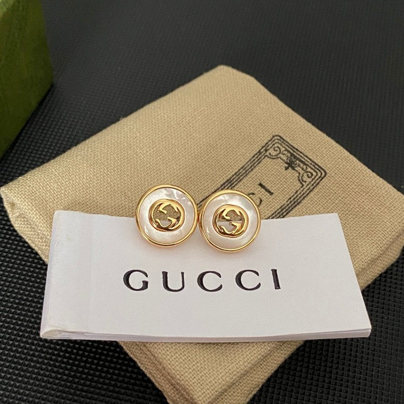 18K Gucci Double Gold Pearl Earrings