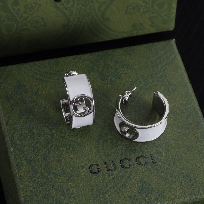 18K Gucci Double Color Enamel Earrings