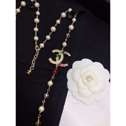 18K Chanel Color Long Pearl Necklace