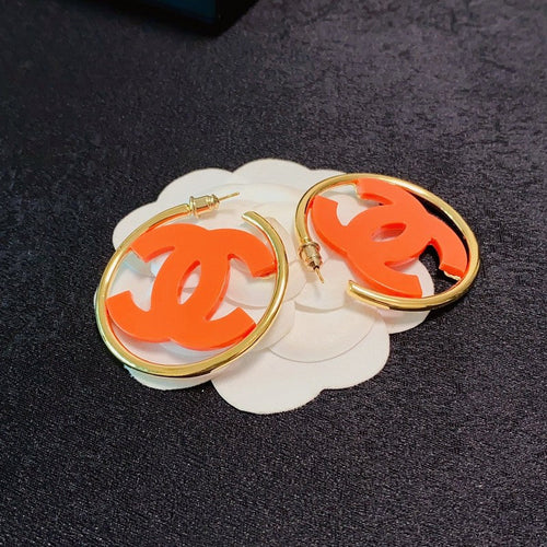 18K Chanel Color Logo Earrings