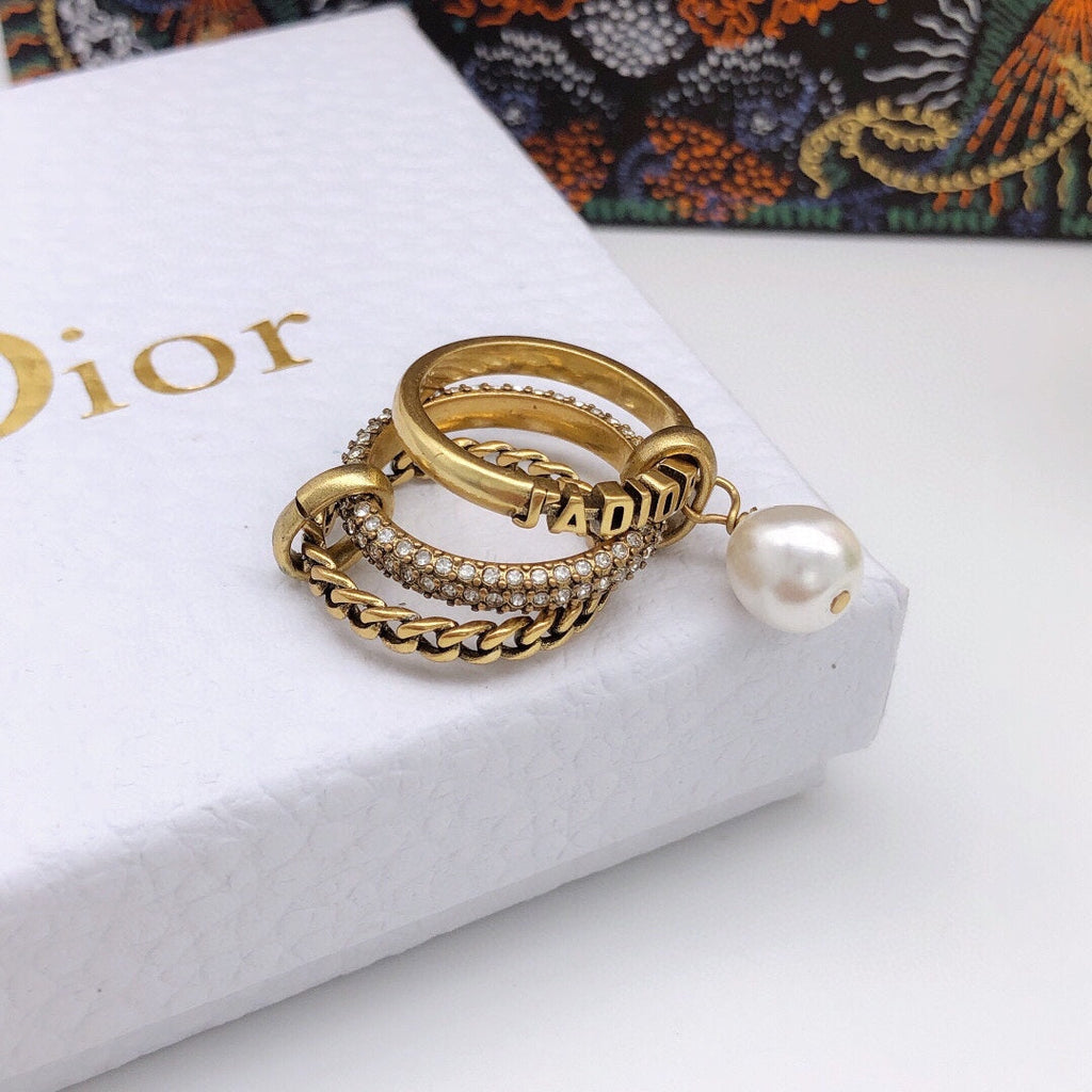18K Dior Pearl & Crystal J'Adior Ring