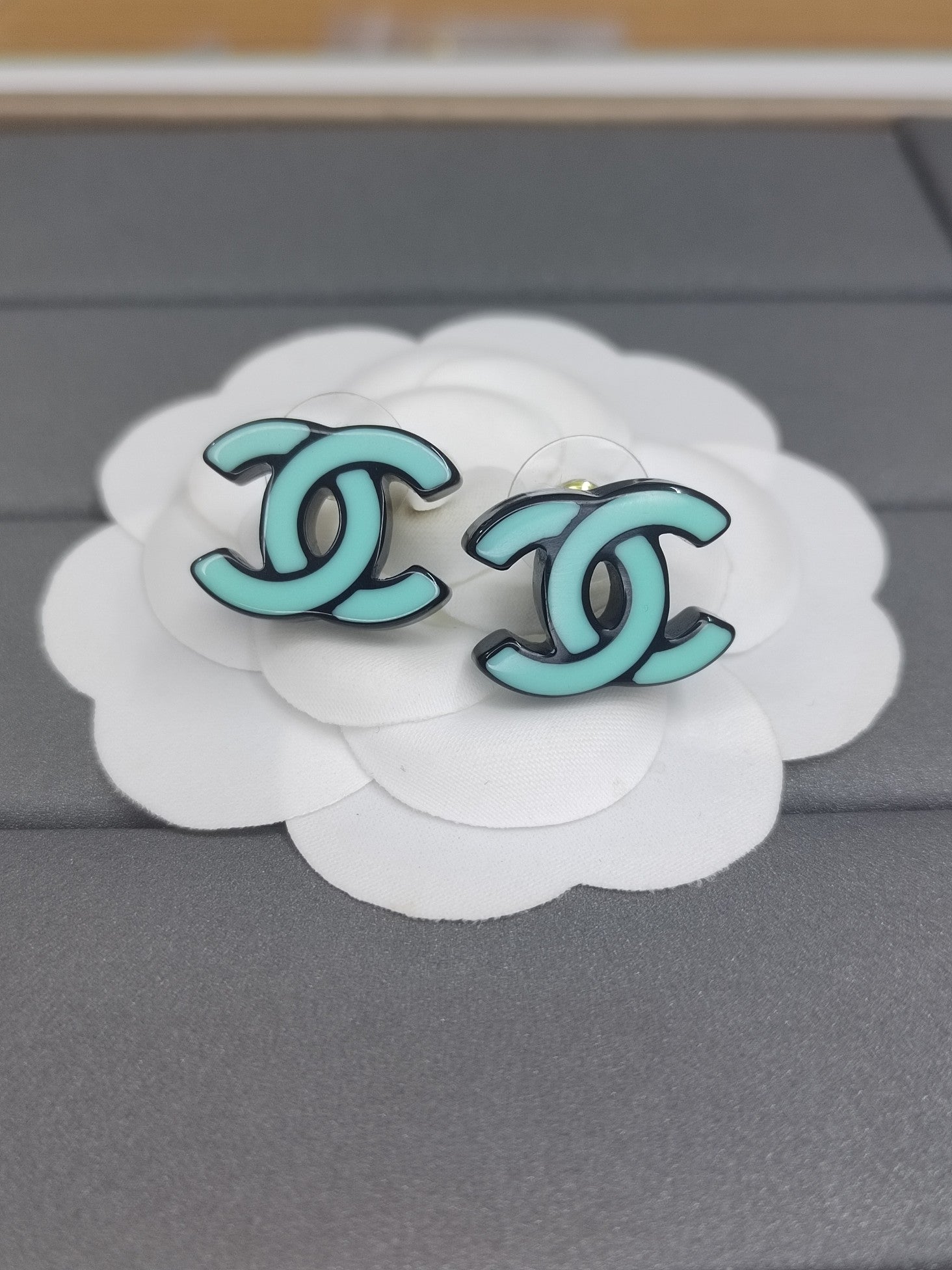 18K Chanel Classic Blue Earrings