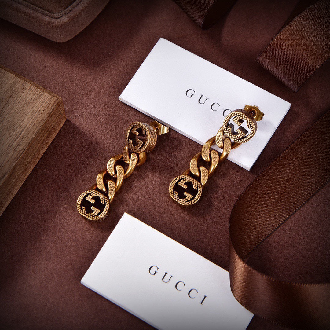 18K Gucci Double Chain Earrings
