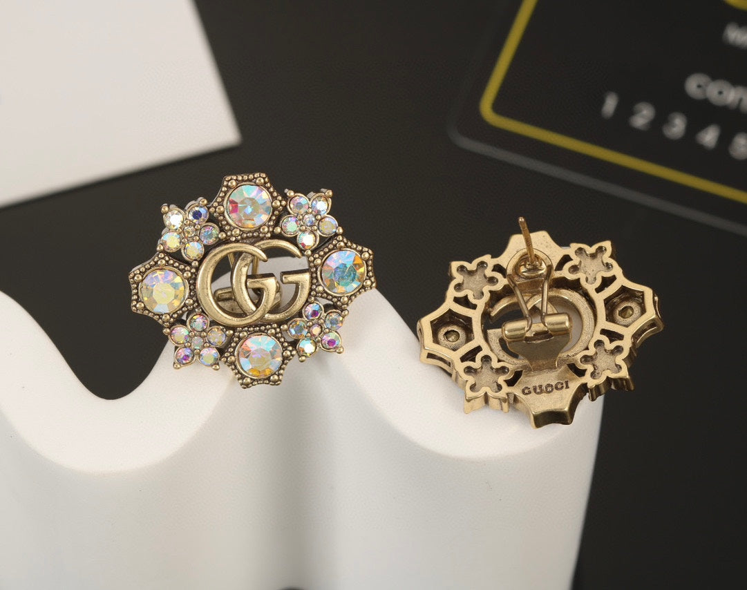 18K Gucci Double Blue Flowers Earrings