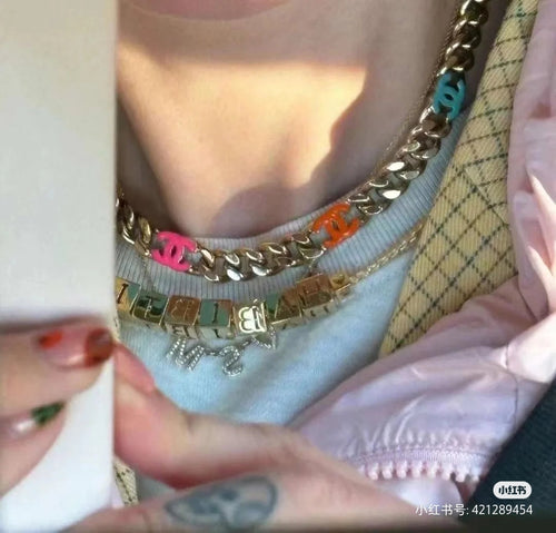 18K Chanel Color Logo Chain Necklace