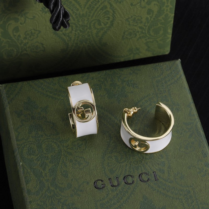 18K Gucci Double Color Enamel Earrings