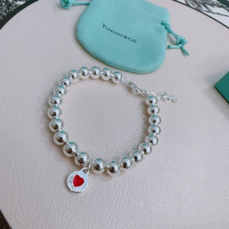 18K Tiffany Return to Red Heart Bead Bracelet