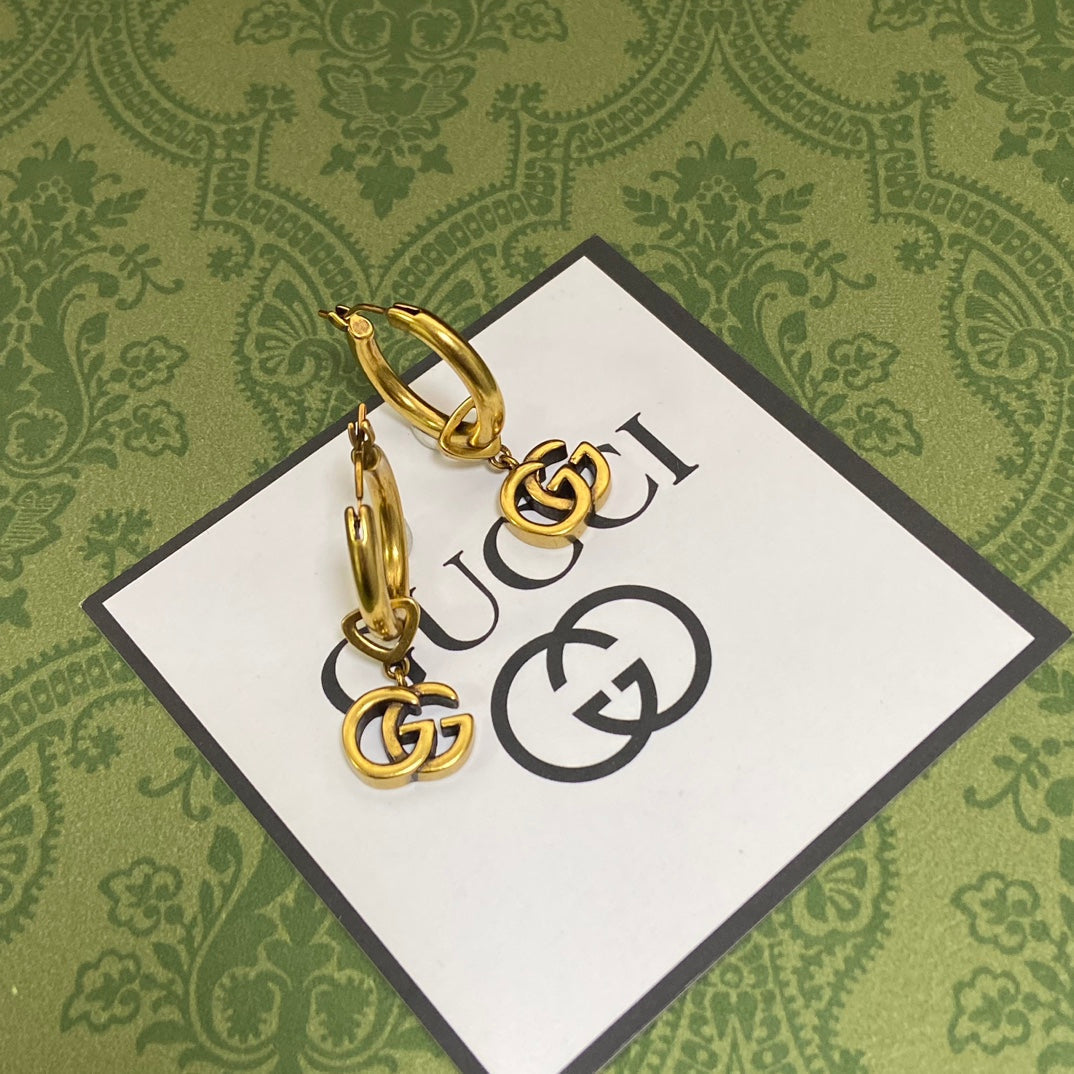 18K Gucci Double Hollow Earrings