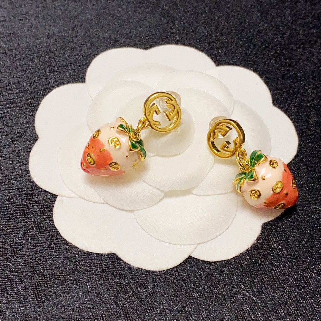 18K Gucci Double Strawberry Earrings