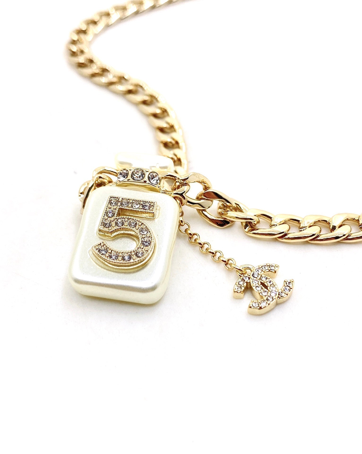 18K Chanel No.5 Perfume Pendant Chain Necklace