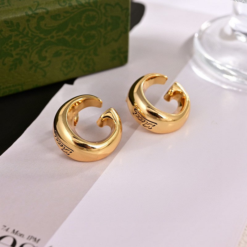 18K Gucci Double GucciLogo Earrings