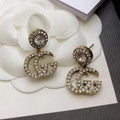 18K Gucci Double GucciCrystal Pendant Earrings