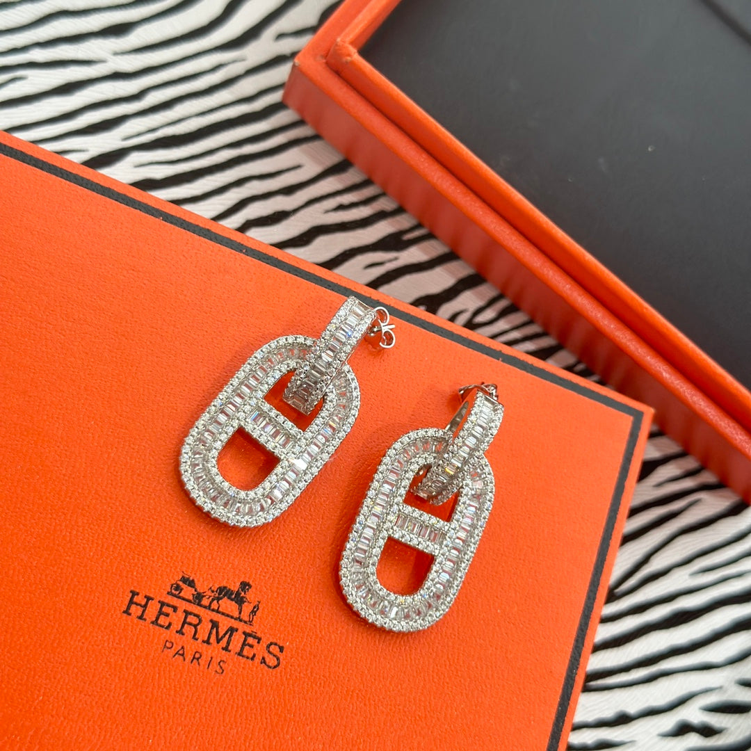 18K Hermes Diamonds Earrings