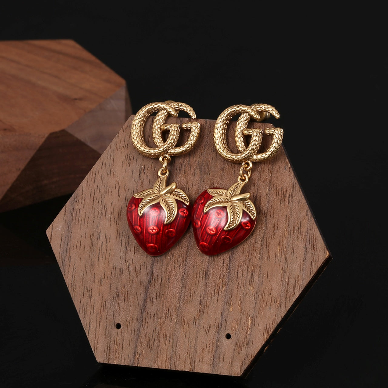 18K Gucci Double Strawberry Earrings