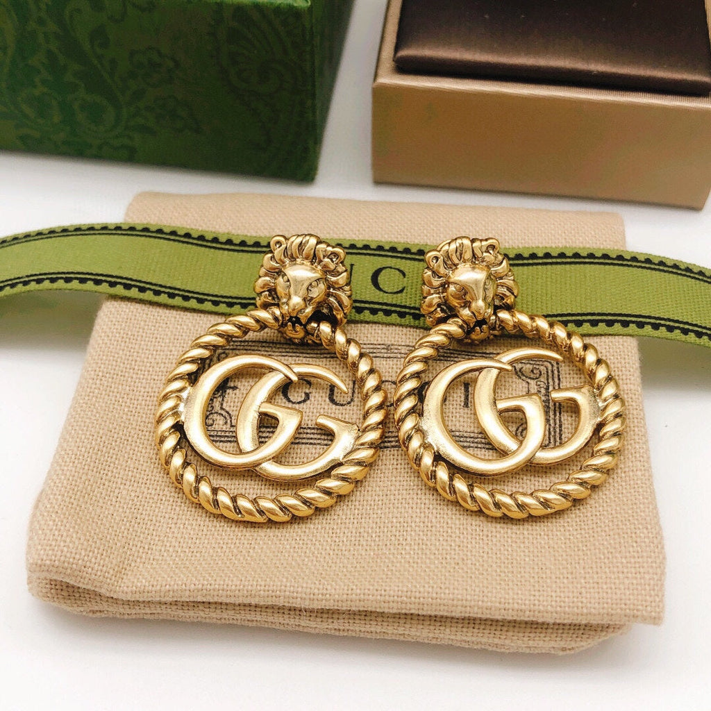 18K Gucci Double Pendant Earrings