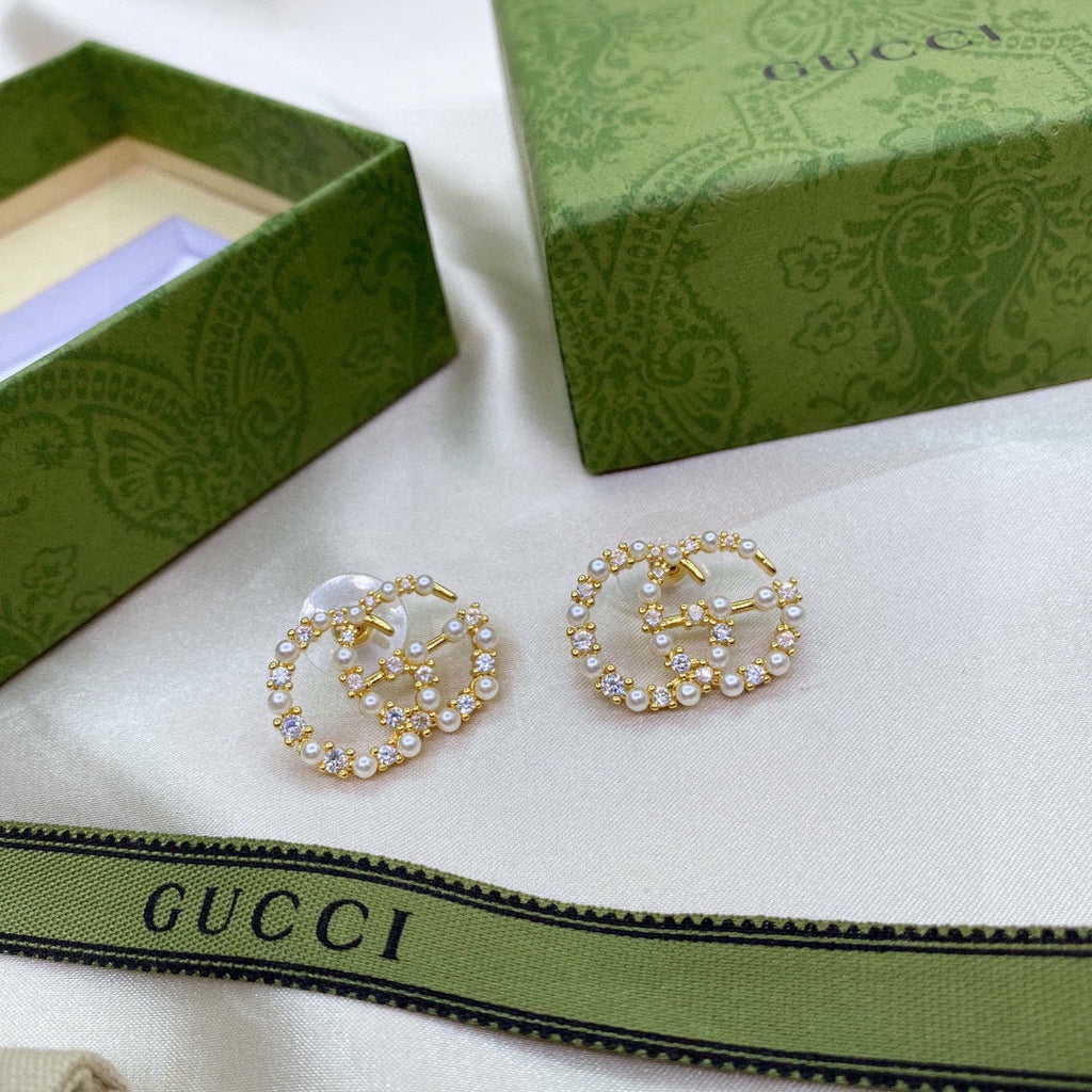 18K Gucci Double Pearls Earrings
