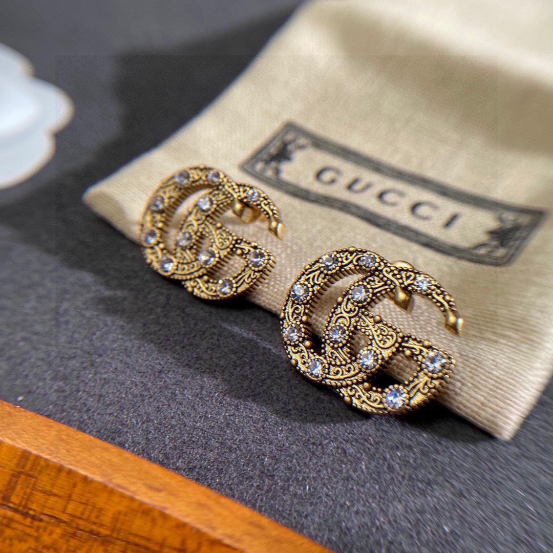 18K Gucci Double Crystals Earrings