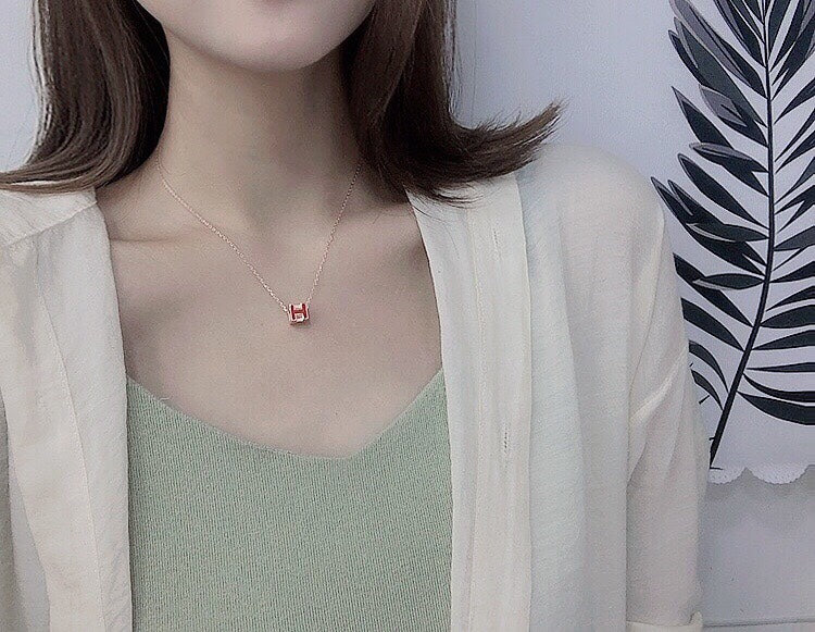 18K Hermes Cage D'H White Necklace