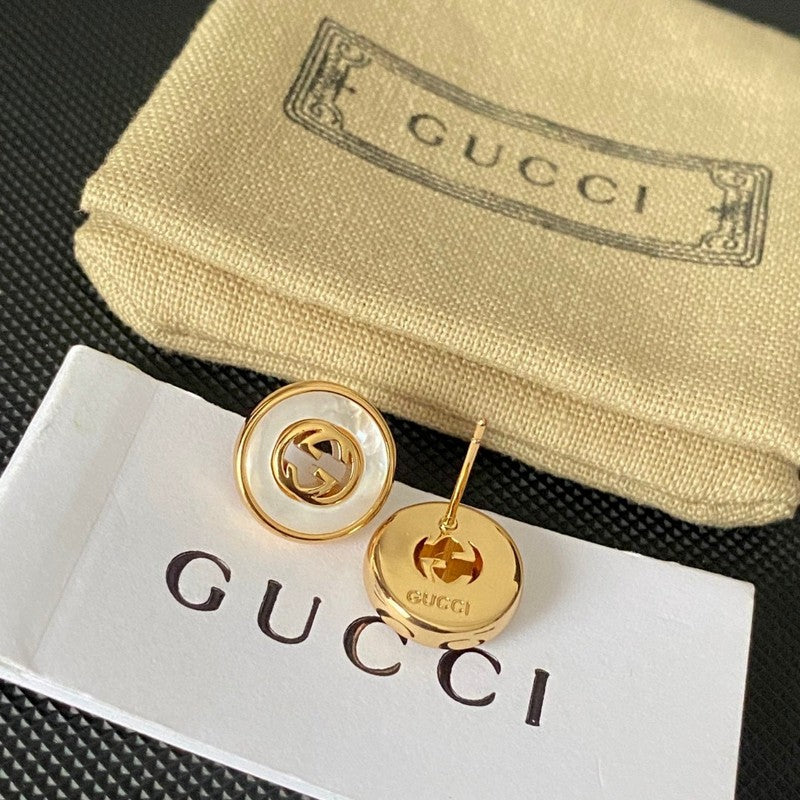 18K Gucci Double Gold Pearl Earrings