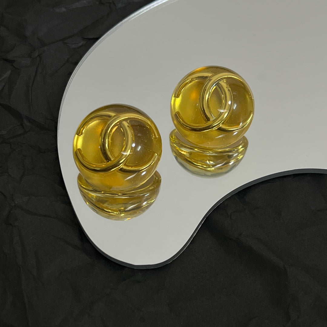 18K Chanel Vintage Yellow Crystal Earrings