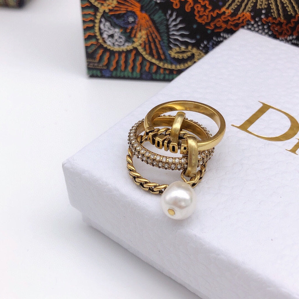 18K Dior Pearl & Crystal J'Adior Ring